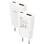 Nanocable Cargador de Pared 20W con USB-C PD y USB-A QC, Blanco